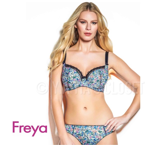 Freya 32D Sapphire Nieve 4061 Non-Padded Floral & Lace Underwire Balcony Bra - Picture 3 of 16
